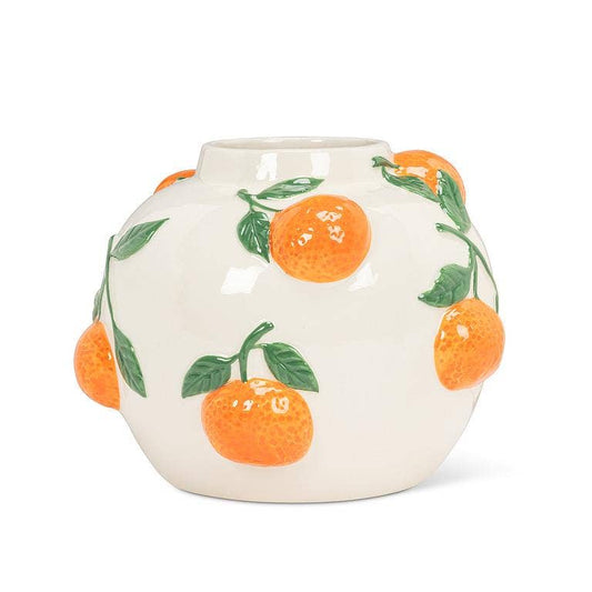 Large Round Vase with Oranges-7"H