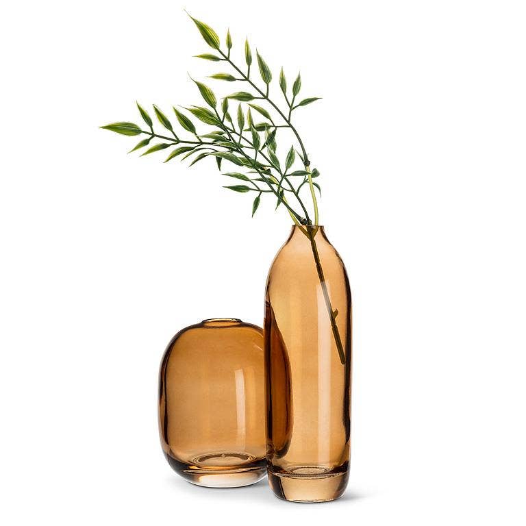 Medium Barrel Vase-Dark Amber-4.5"H