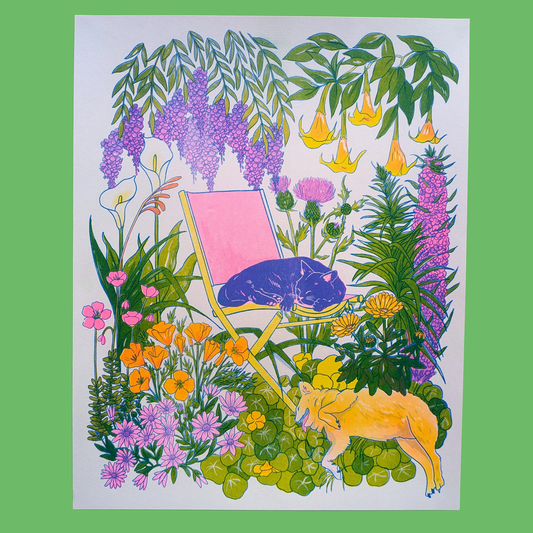 California Wildflowers + Friends print | 11"x14" Risograph
