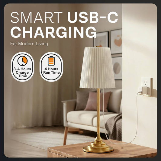 Cream 16" Height Rechargeable Touch Control LED Lamp
