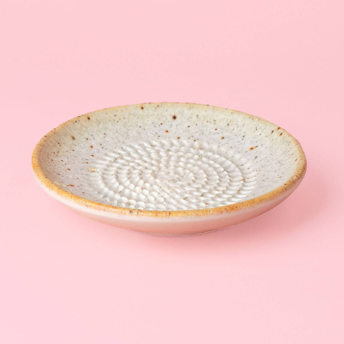 Ceramic Garlic Grater Plate - Small Beige