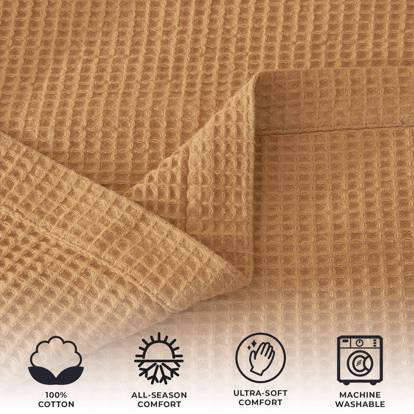 Bed Blanket - 100% Cotton Waffle Weave - Mikala Collection
