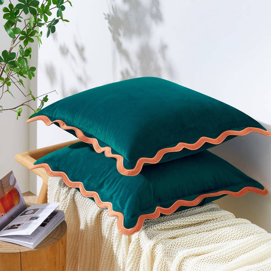 Maleku Pillow Covers (2-Pack) - Coral/Dark Teal