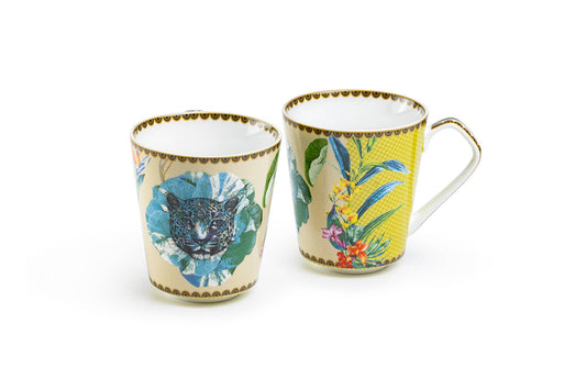 Summer Savanna Leopard Blue 12oz Fine Porcelain Mug