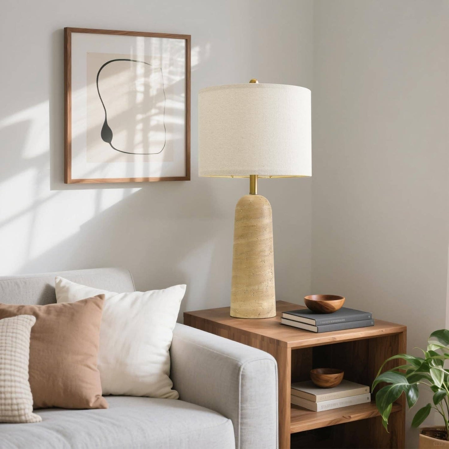 27 Inch Beige Traver tineInspired Resin Table Lamps