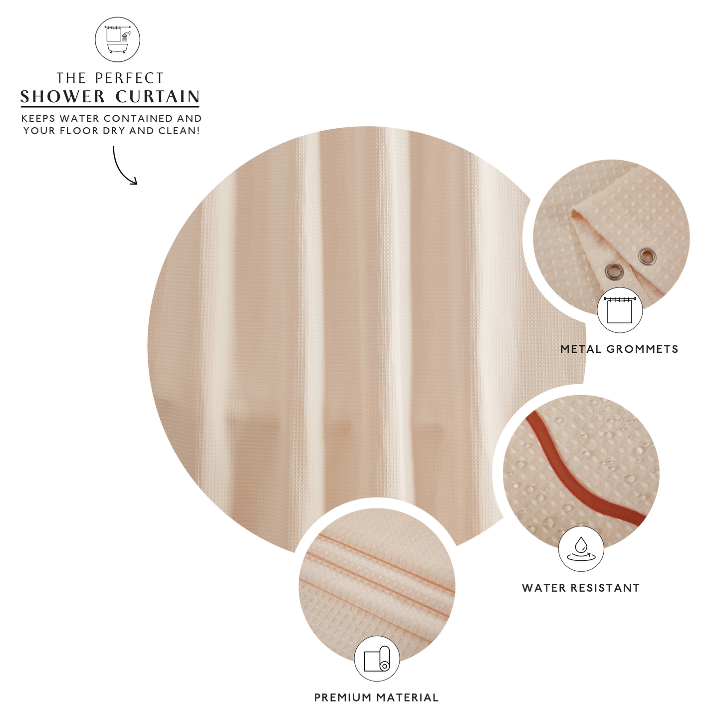 Anemona Shower Curtain (Rust/Light Peach)
