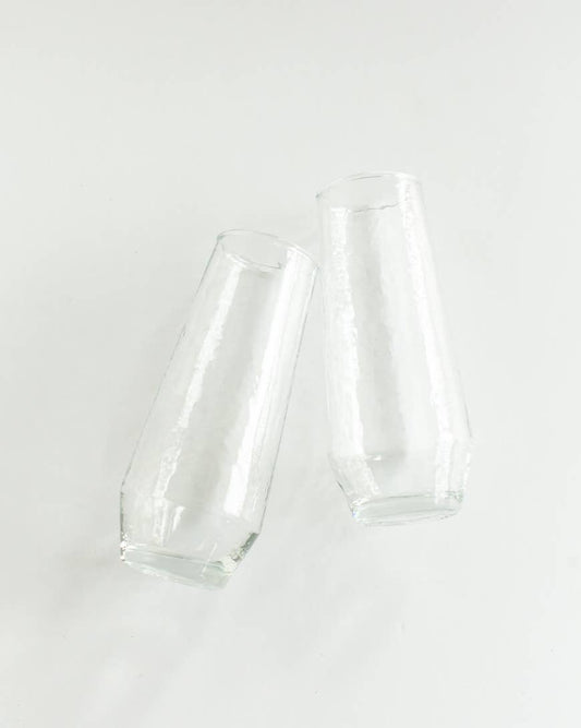 Handblown Hammered Champagne Flutes | Set of 2