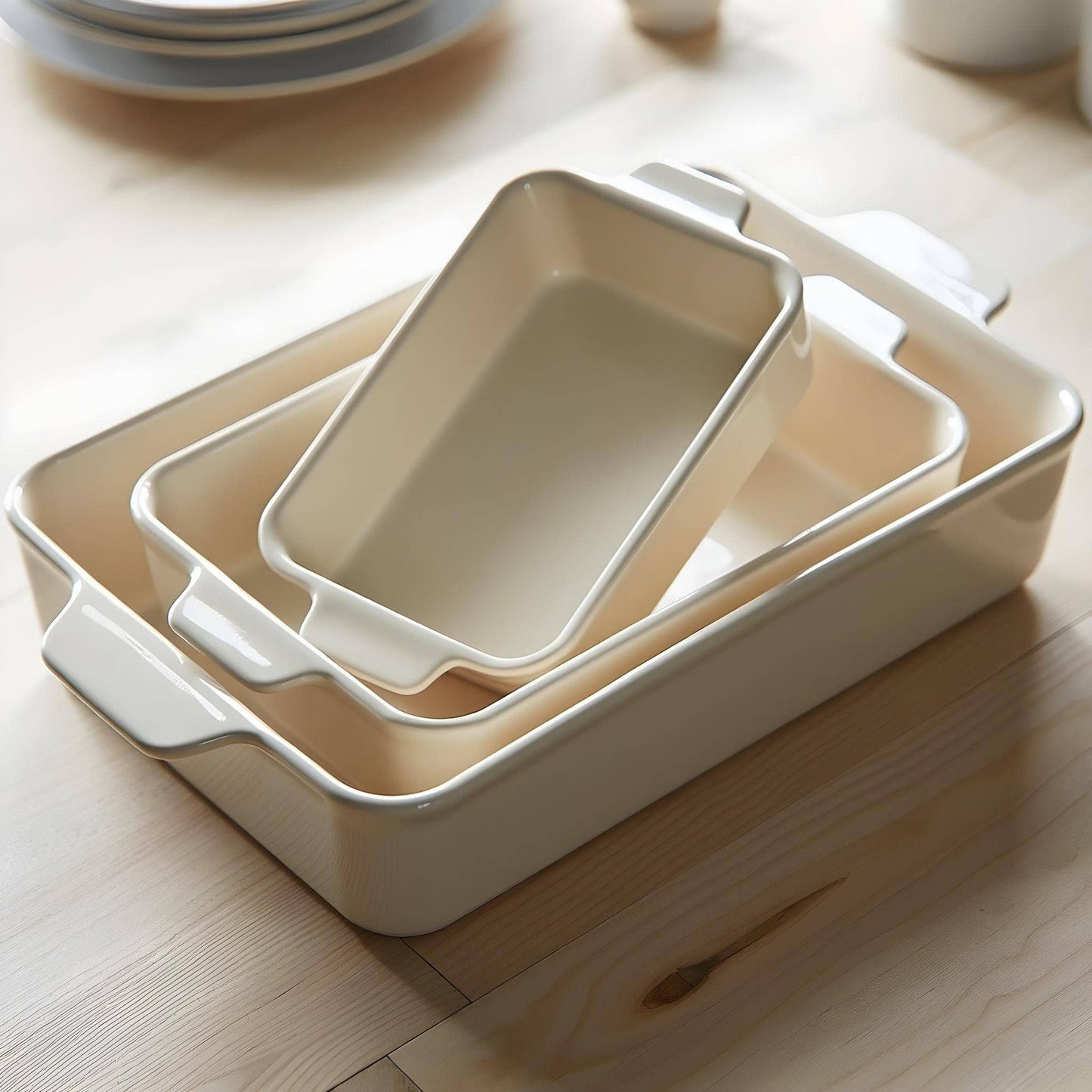 Kook Ceramic Baking Dishes, Small, Medium, Large, Set of 3