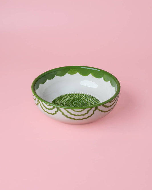 Vintage Pottery Grater Bowl – Green and White / ROOTS
