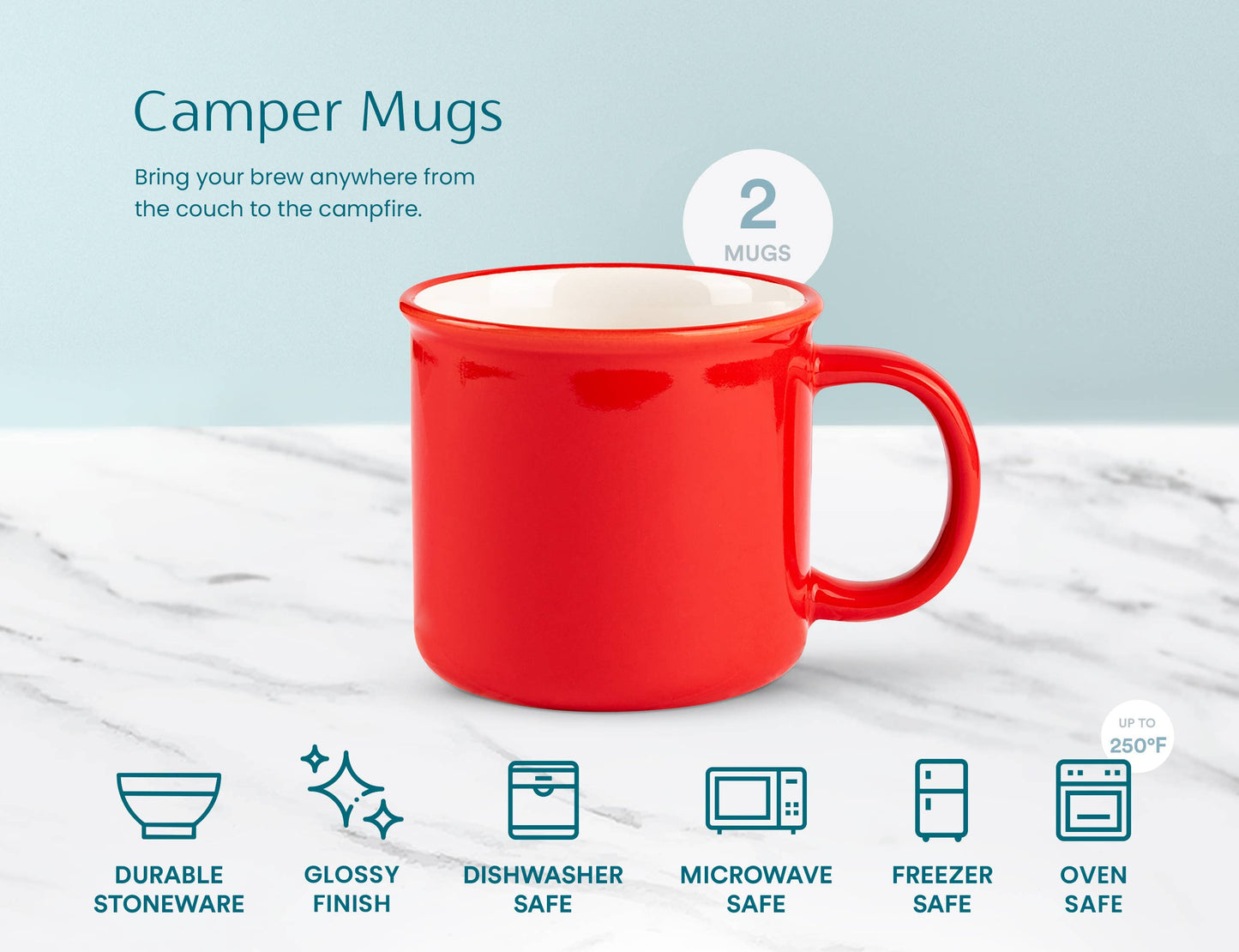 Camper Mugs, 14oz- Set of 2