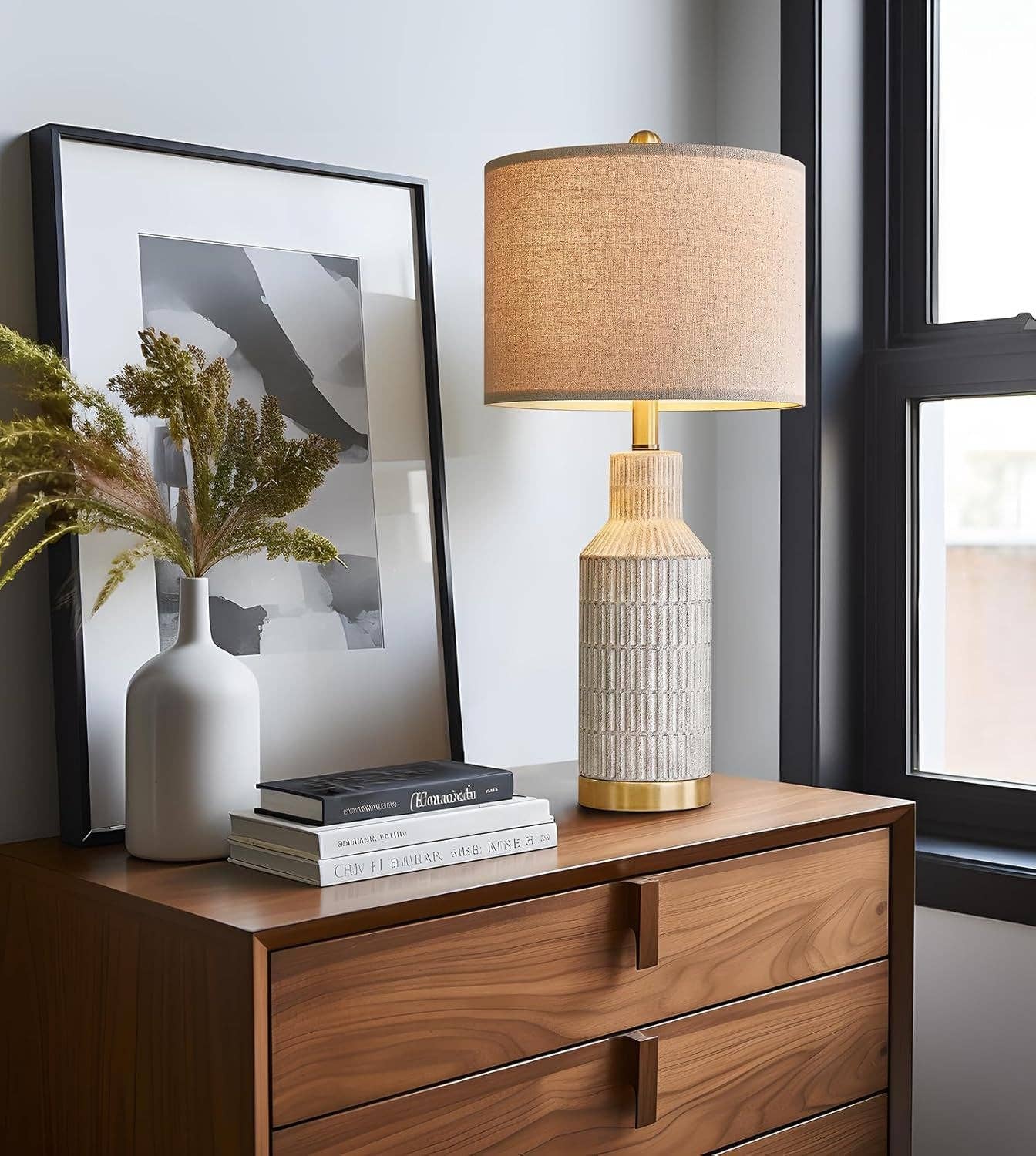 25-Inch White Washed Ceramic Contemporary Table Lamps