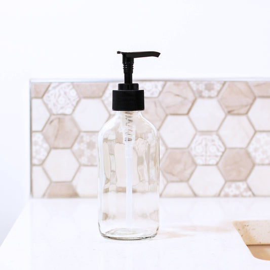 8oz Empty Clear Glass Lotion/Soap Bottle