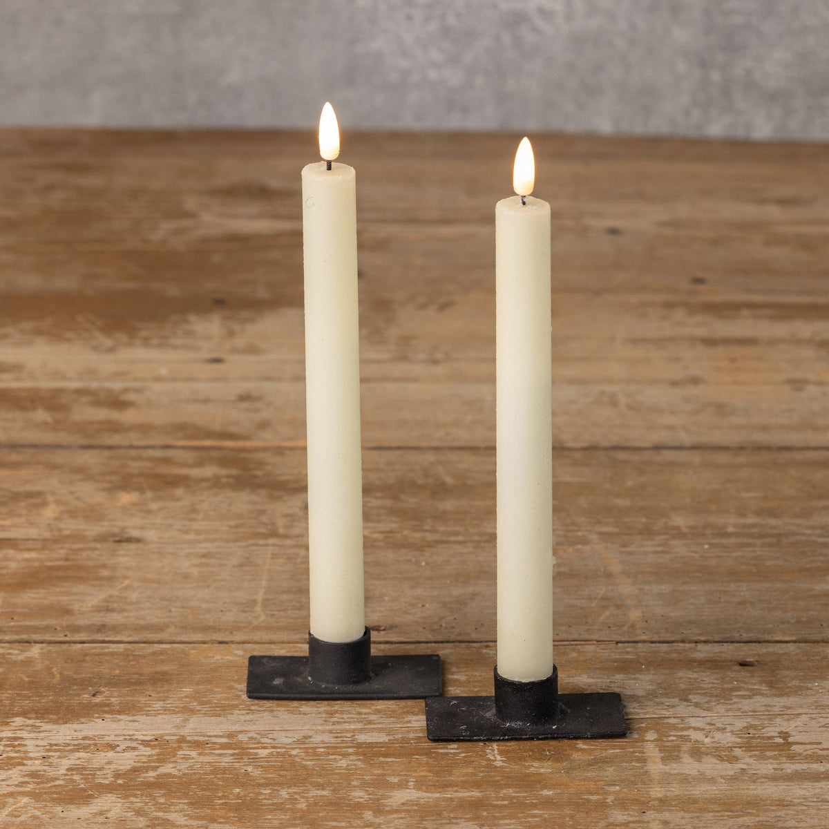 9.5" Flameless Cream Shimmer Taper Candle