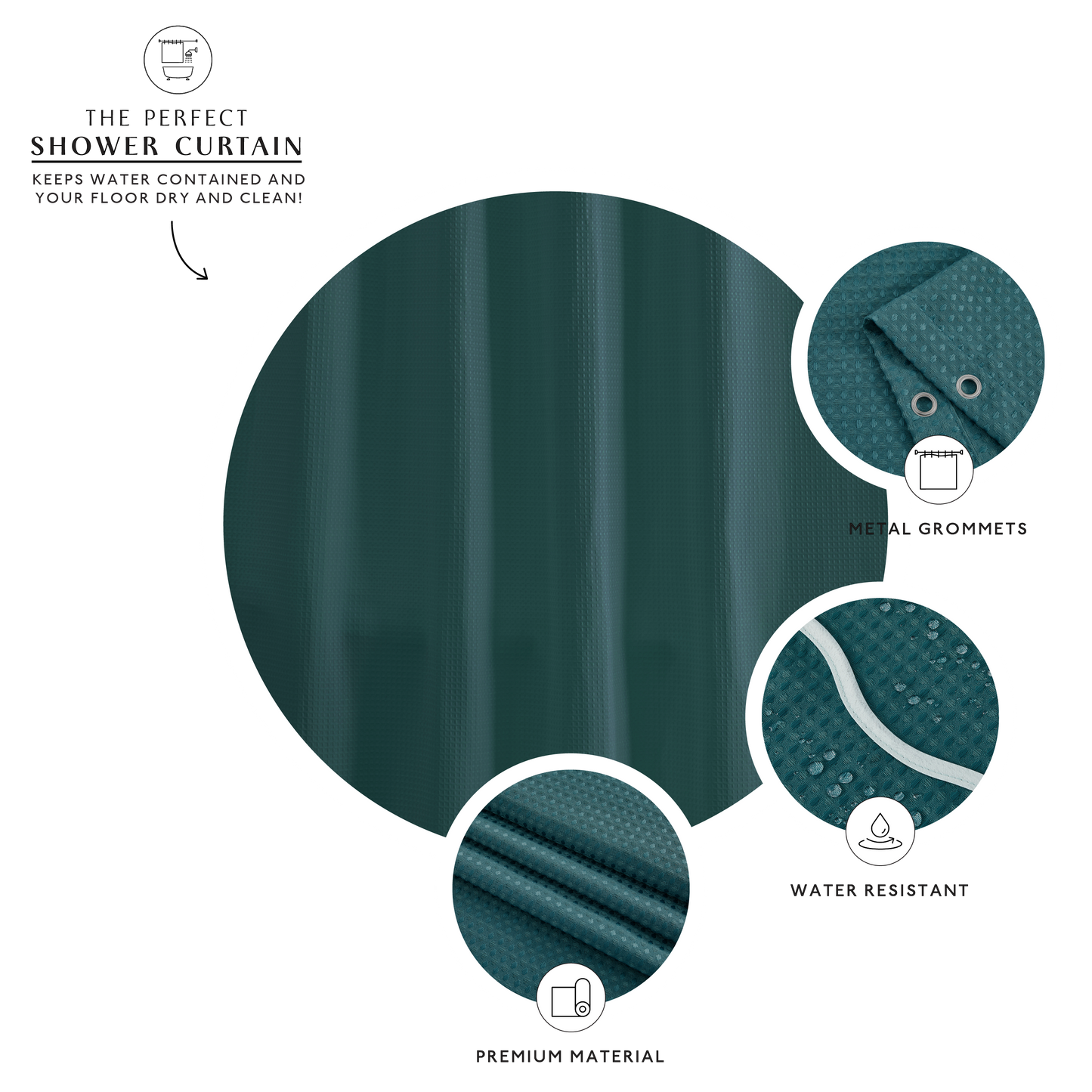 Anemona Shower Curtain (Light Sage/Dark Teal)
