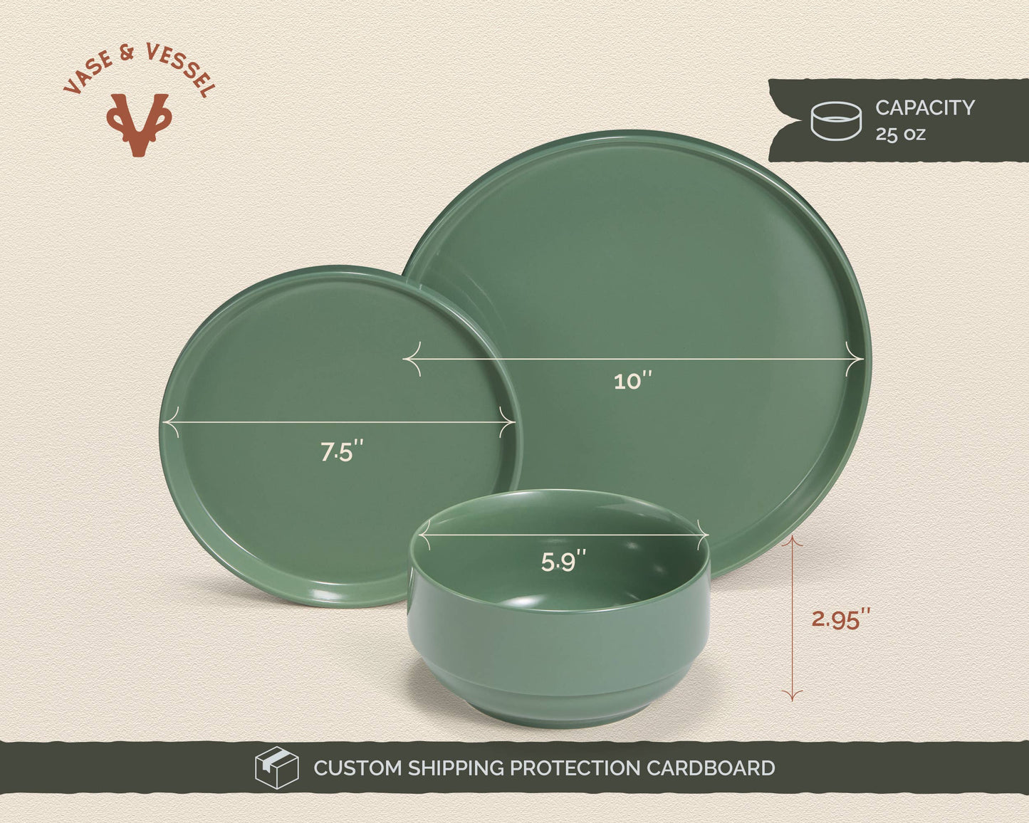 Kook Dinnerware Set, 12 Piece Service for 4, Ceramic
