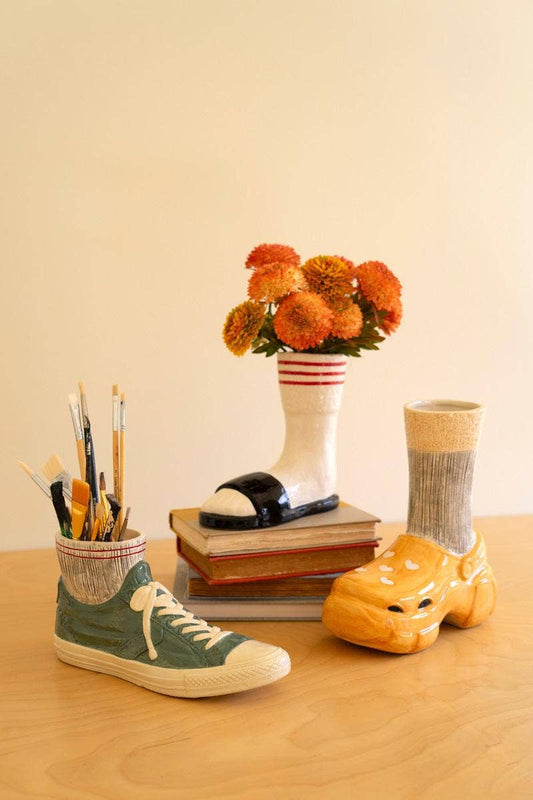 Ceramic Sneaker and Sock Vase