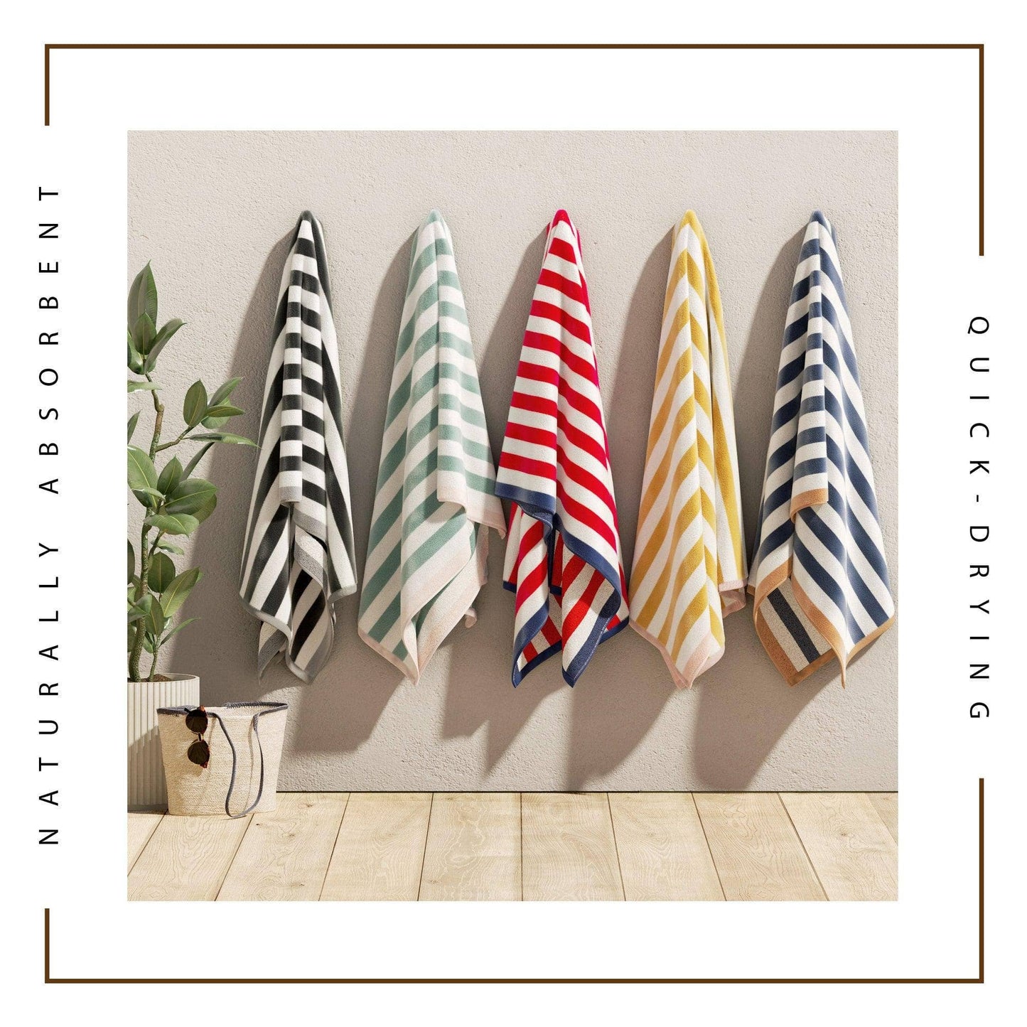 Oversized Striped Beach Towels - 100% Cotton, 2pk