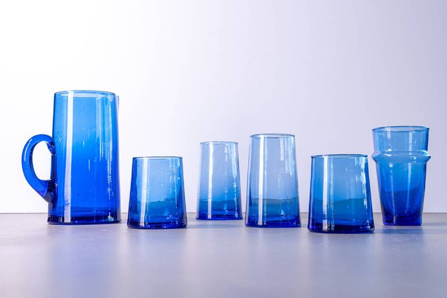 Moroccan Beldi Glassware - Blue (Set of 6)