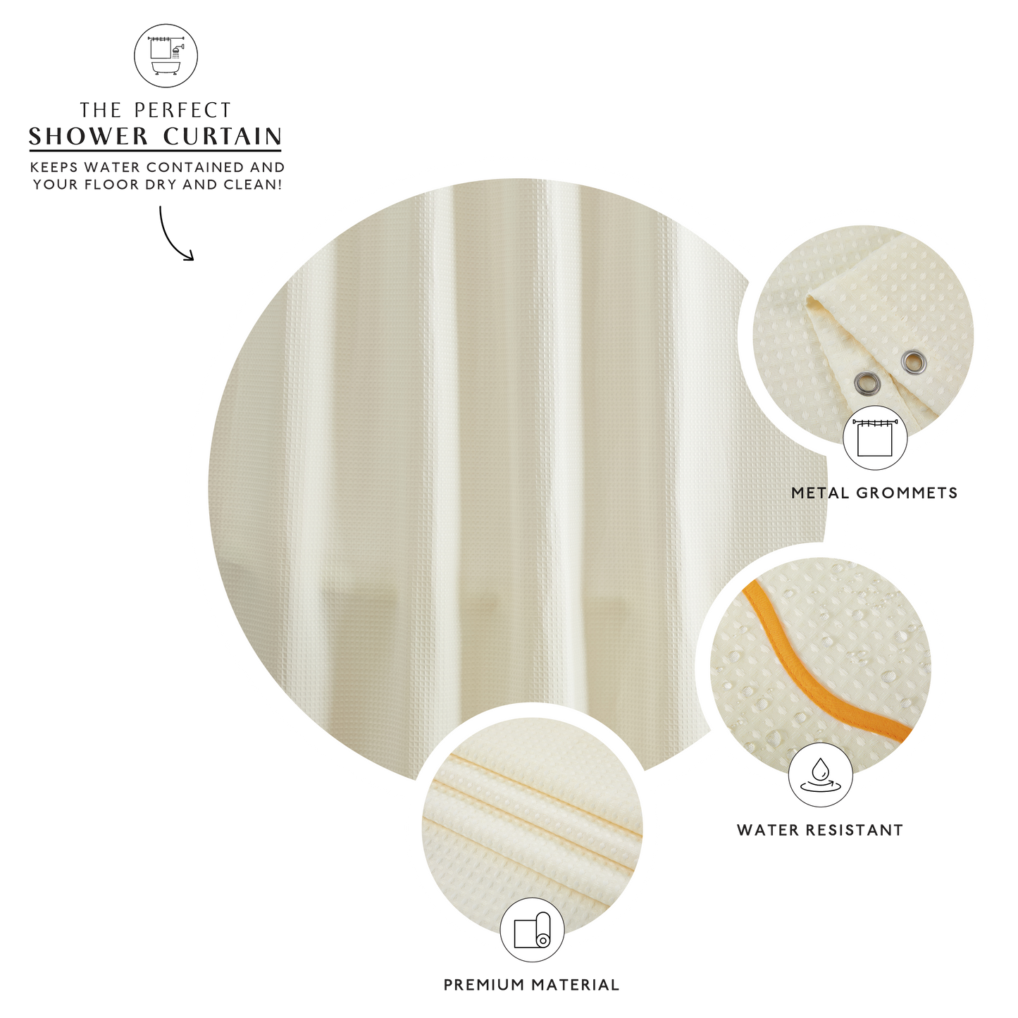 Anemona Shower Curtain (Mustard/Cream)