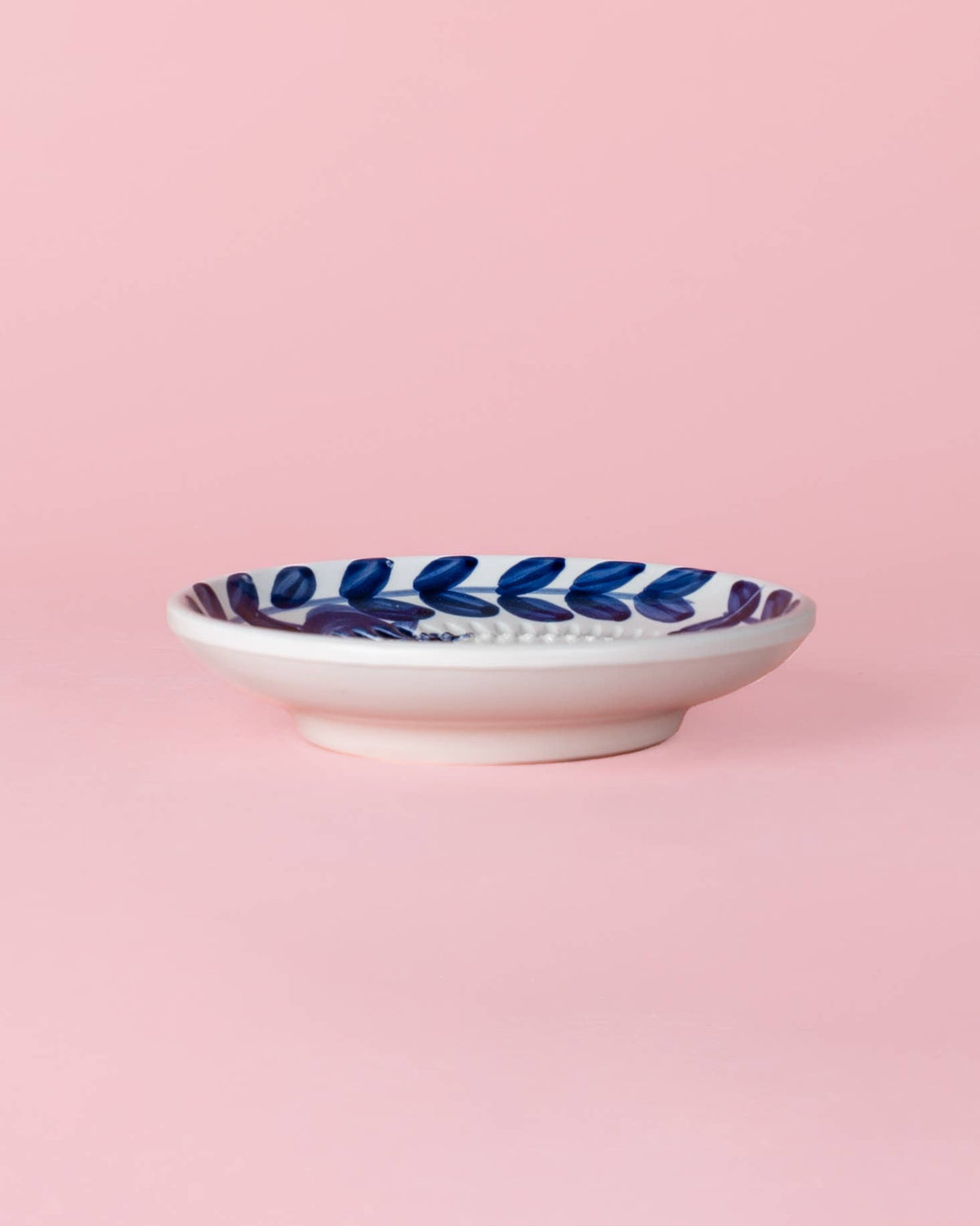 Ceramic Garlic Grater Plate - Small Blue