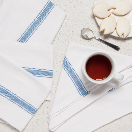 Brooklyn Stripe Delft Blue Dishtowels Set of 4