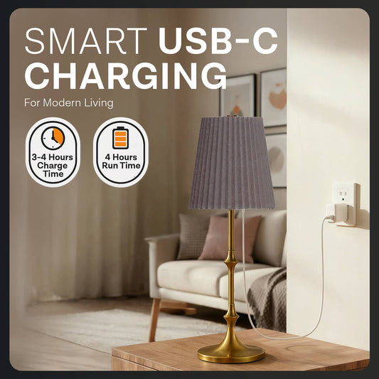 Taupe 16" Height Rechargeable Touch Control LED Lamp