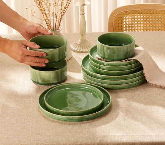Kook Ceramic Dinnerware Set, 12 Piece, Service for 4