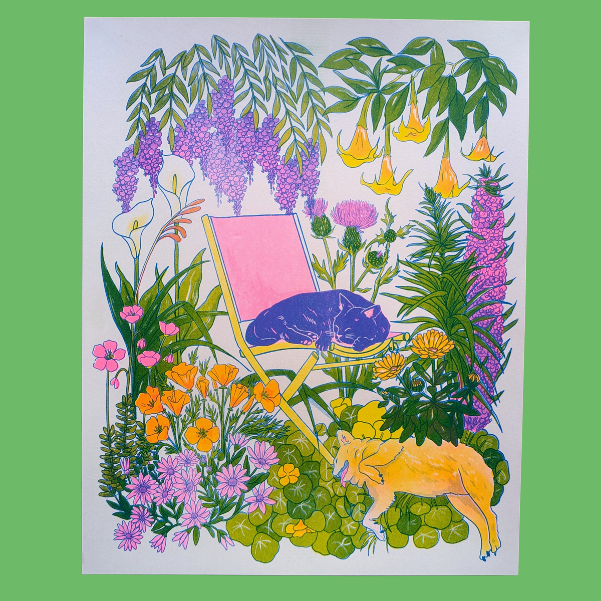 California Wildflowers + Friends print |  11"x14" Risograph