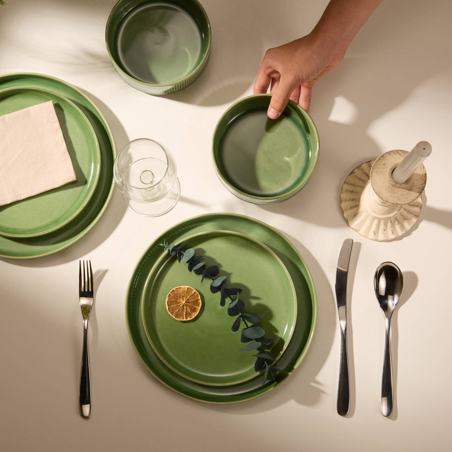 Kook Ceramic Dinnerware Set, 12 Piece, Service for 4