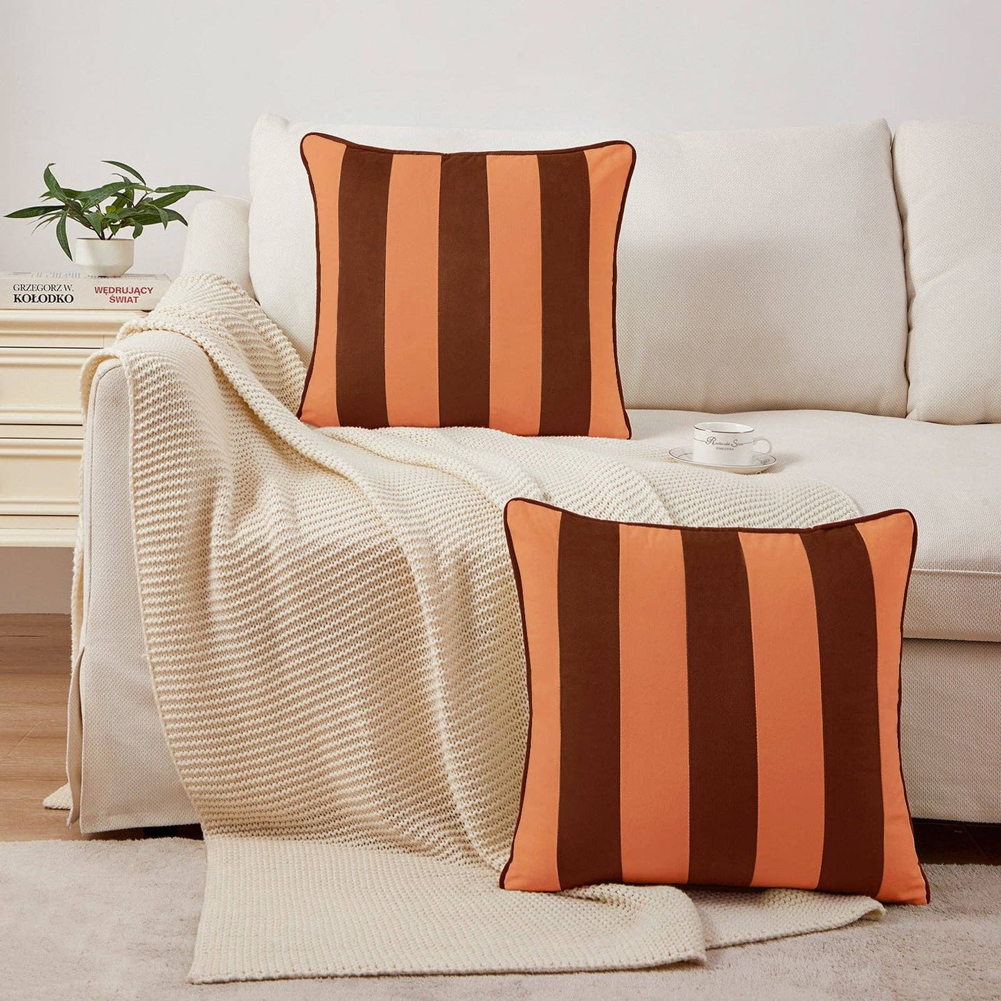 Tamarindo Velvet Pillow Covers (2-Pack) – Rust & Coral