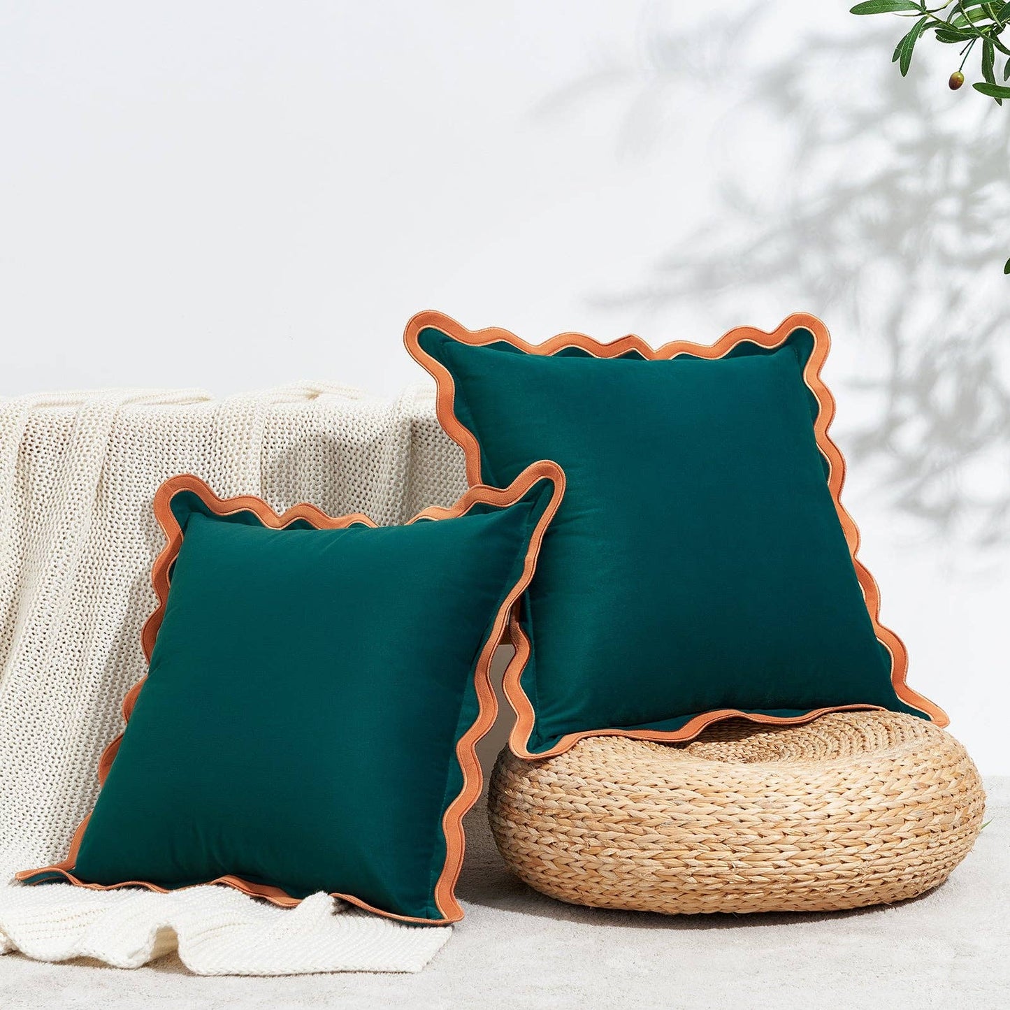 Maleku Pillow Covers (2-Pack) - Coral/Dark Teal