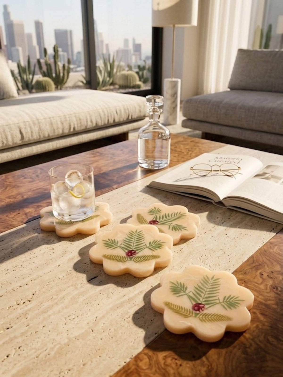Trellis Marbled Coasters - Set of 4