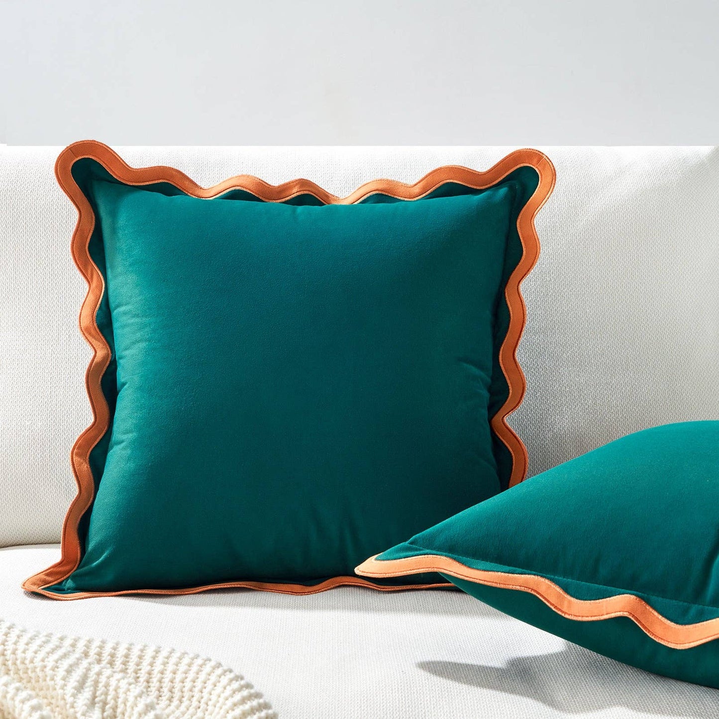 Maleku Pillow Covers (2-Pack) - Coral/Dark Teal