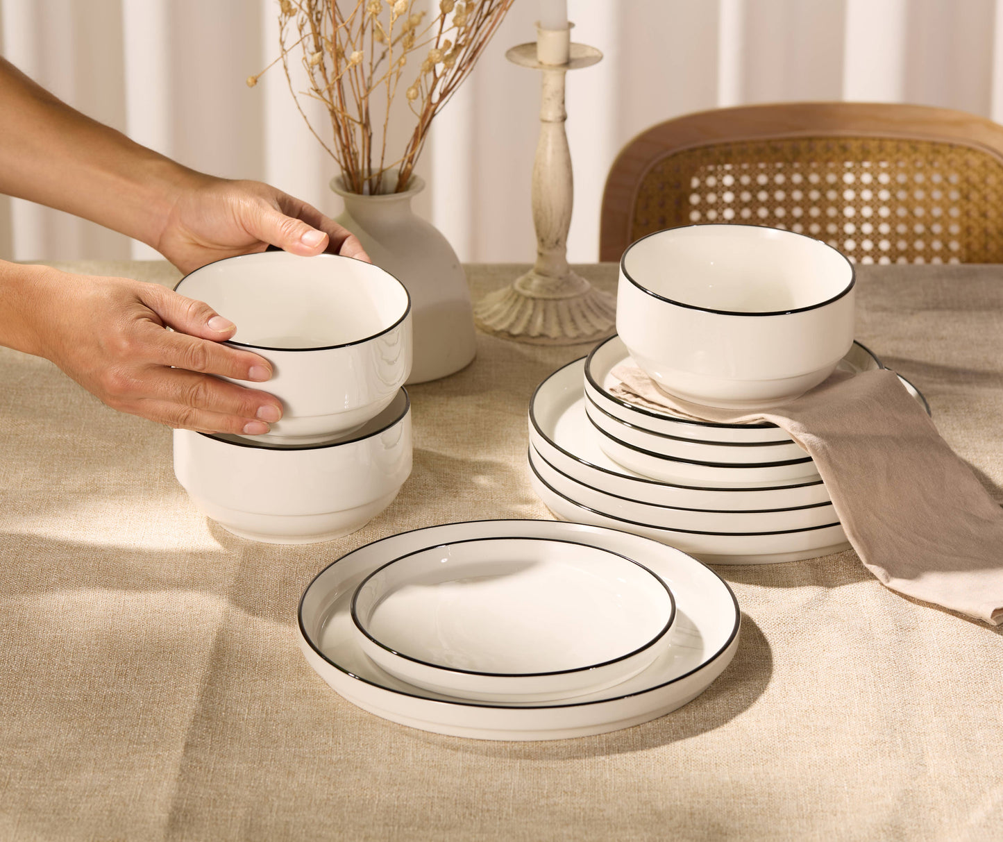 Kook Dinnerware Set, 12 Piece, Ceramic, Cambridge Classics