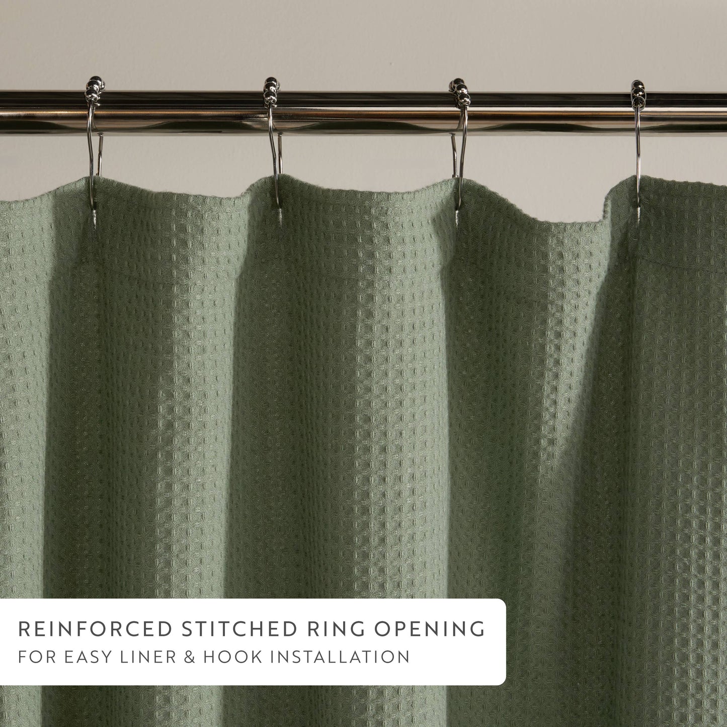 Waffle-Weave Cotton Blend Shower Curtain