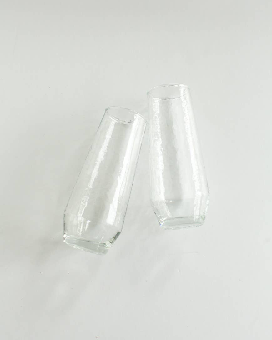 Handblown Hammered Champagne Flutes | Set of 2