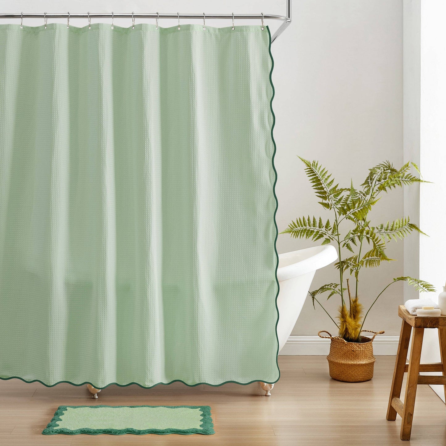 Anemona Shower Curtain (Dark Green/Light Sage)