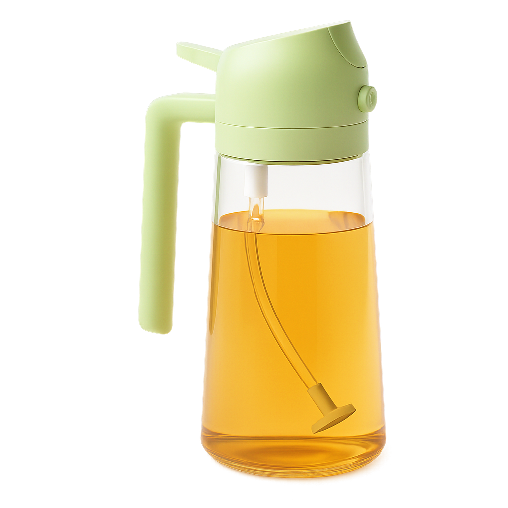2-in-1 Glass Olive Oil Spray & Pour Bottle — 16 oz — Green