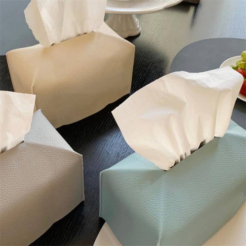 Vegan Leather Tissue Box Cover - Rectangle