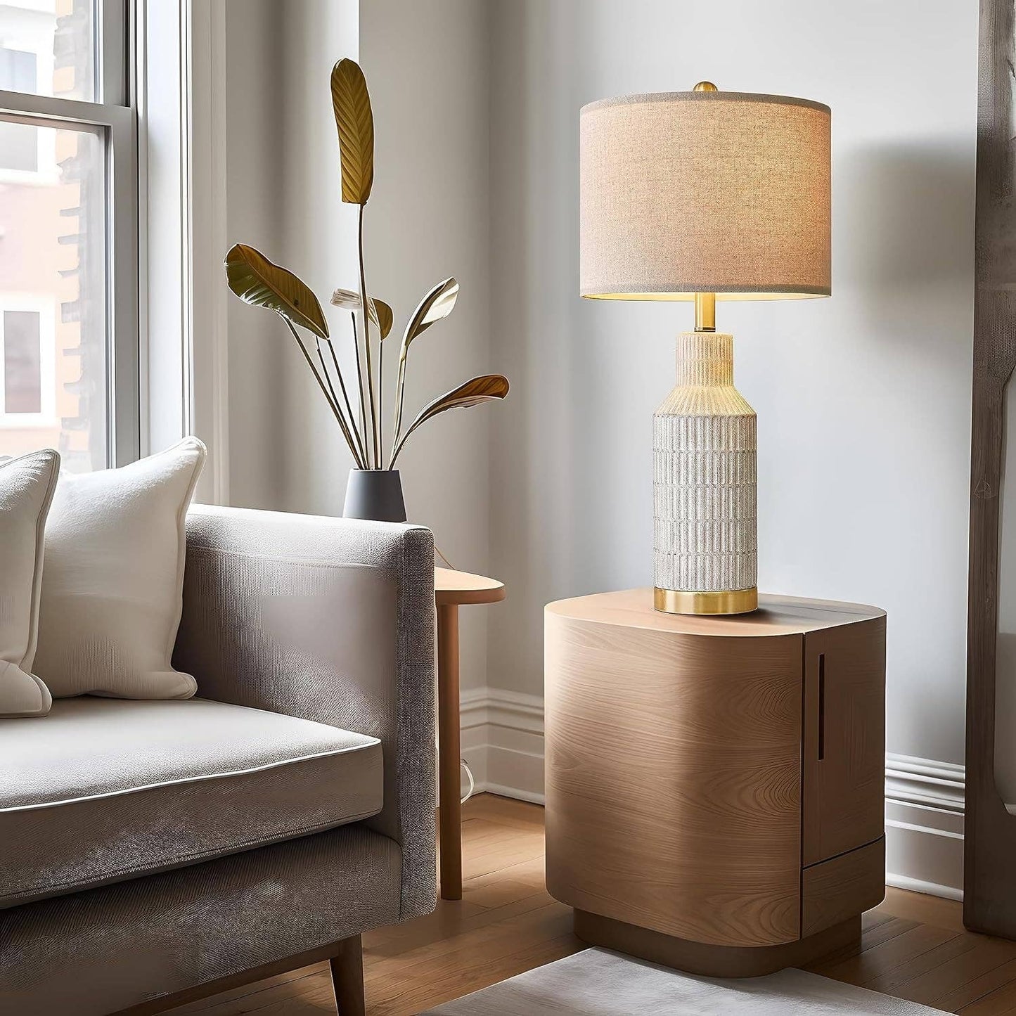 25-Inch White Washed Ceramic Contemporary Table Lamps