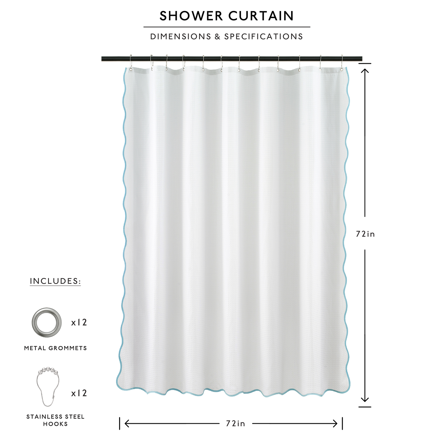 Anemona Shower Curtain (Sky Blue/White)