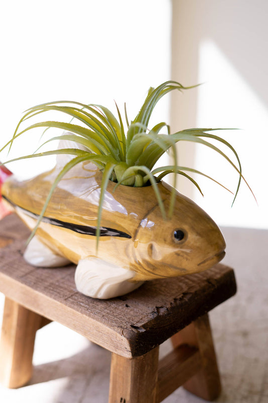 Ceramic brown bass fish base