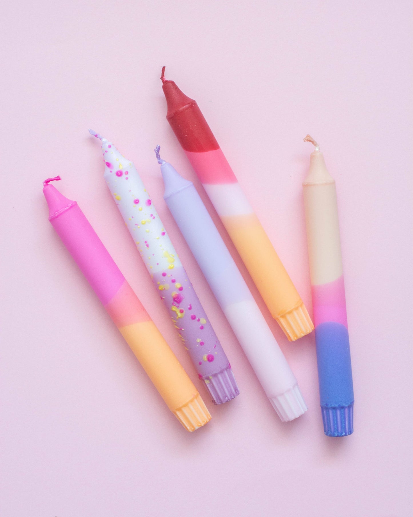 Taper candles- 5 pack/ pastel party sunset mix