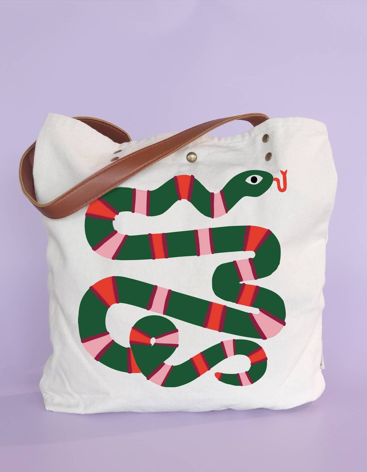 Striped Snake Canvas Tote