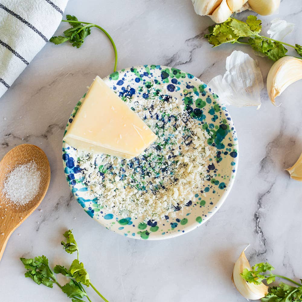Garlic grater ceramic plate - Small blue coral