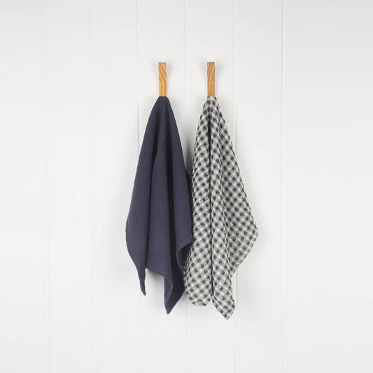 Waffle Tea Towel Set/2 - Royal Blue