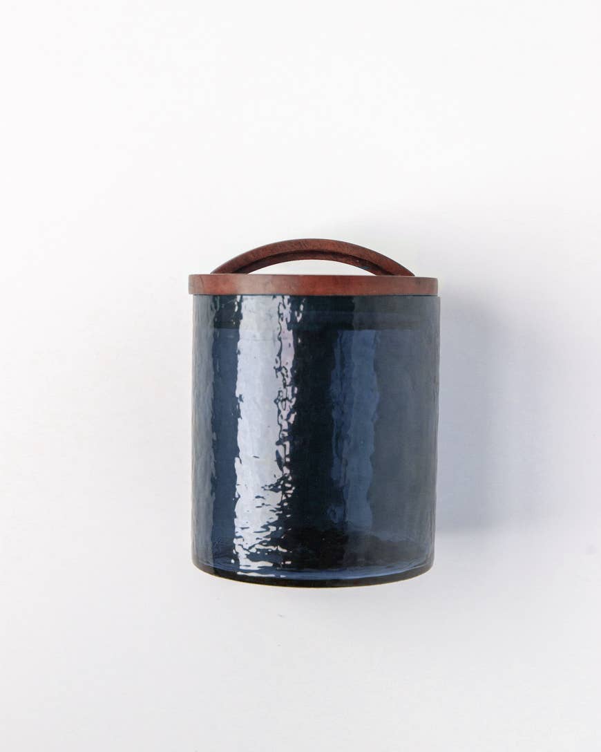 Handblown Hammered Glass Canisters