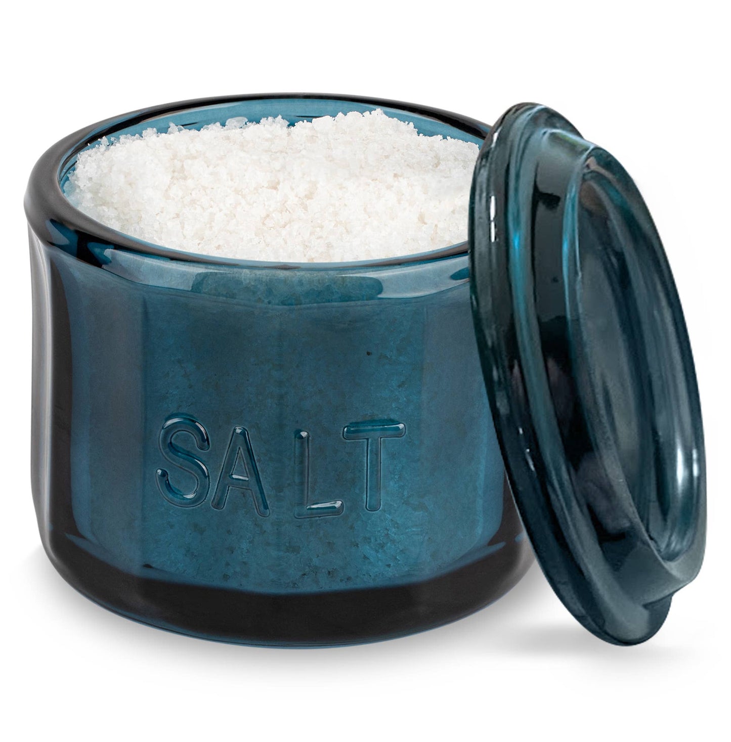 Kook Embossed Salt Cellar & Lid, Pressed Glass, 10 oz