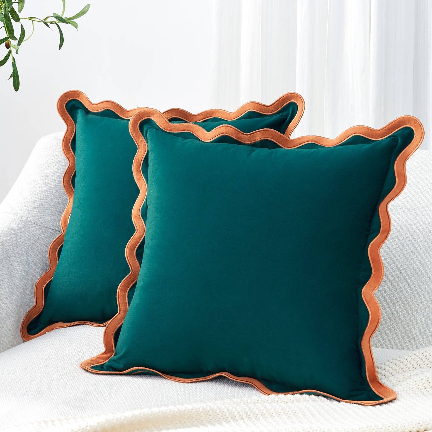 Maleku Pillow Covers (2-Pack) - Coral/Dark Teal