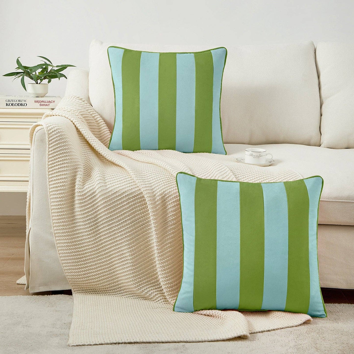 Tamarindo Velvet Pillow Covers (2-Pack) – Light Green & Light Blue